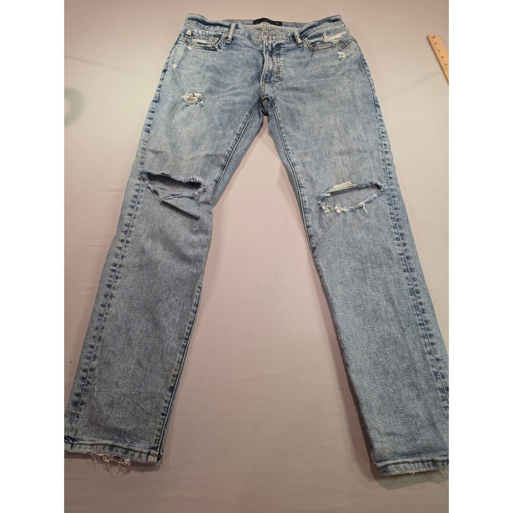 Abercrombie & Fitch Skinny Stretch Distressed Light Wash Jeans 33x30 Mens Blue